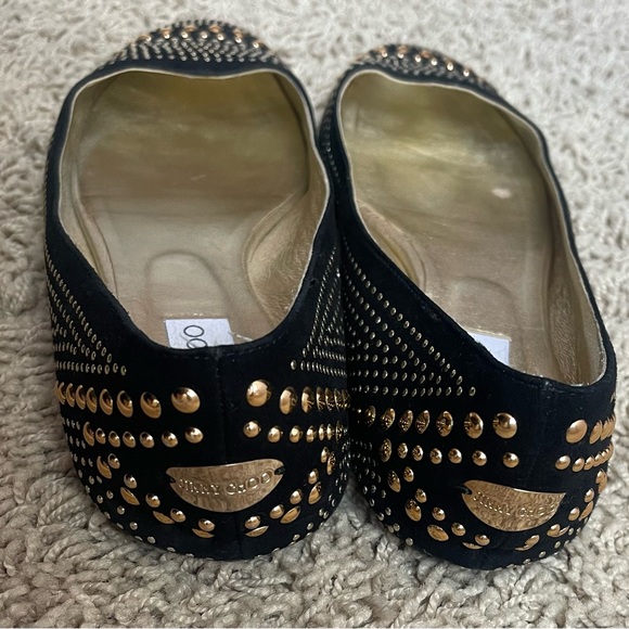 JIMMY CHOO BALLERINAS IN BLACK
SUEDE WITH GOLD STUDS - Picture 8 of 11